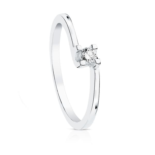 Solitario diamante natural talla brillante oro blanco 18K 0.100 qts. SI-H