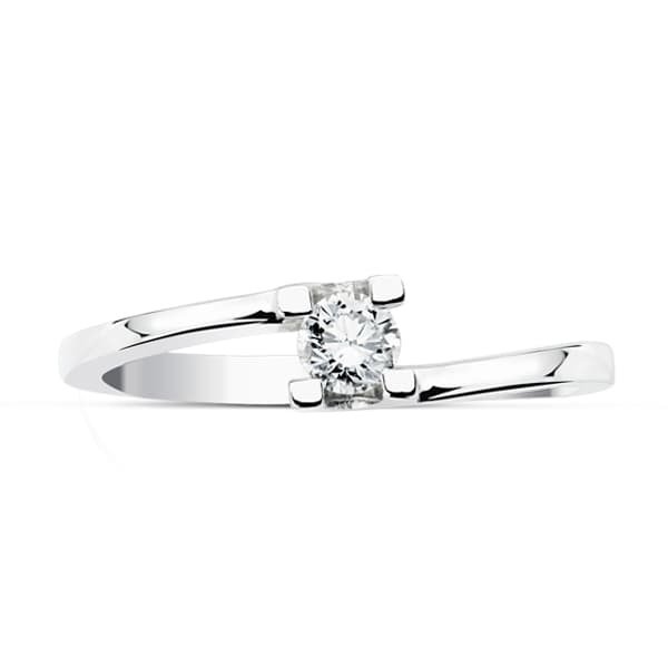 Solitario diamante natural talla brillante oro blanco 18K 0.100 qts. SI-H - Imagen 2